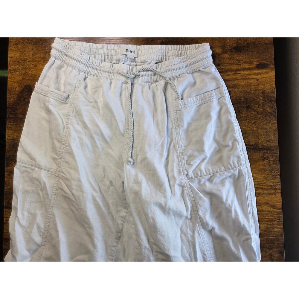 Pact Organic Cotton Drawstring Pants Light Blue Grey Womens Large